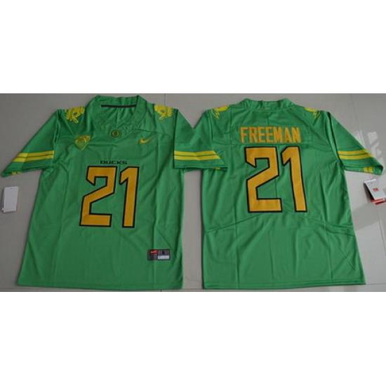 Ducks #21 Royce Freeman Apple Green Electric Lightning Limited Stitched NCAA Jersey