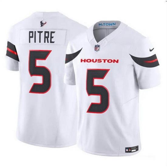 Men Houston Texans 5 Jalen Pitre White 2024 Vapor F U S E  Limited Stitched Jersey