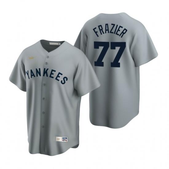 Mens Nike NeW York Yankees 77 Clint Frazier Gray CooperstoWn Collection Road Stitched Baseball Jersey