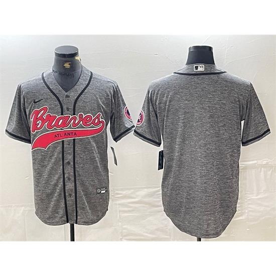 Men Atlanta Braves Blank Gray Cool Base With Patch Stitched Baseball Jersey