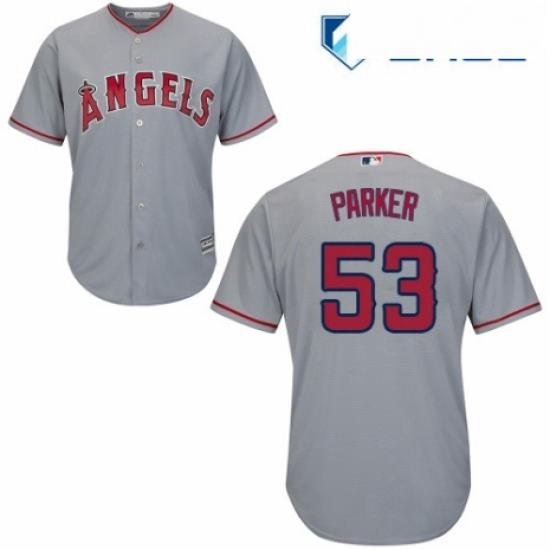 Youth Majestic Los Angeles Angels of Anaheim 53 Blake Parker Authentic Grey Road Cool Base MLB Jersey