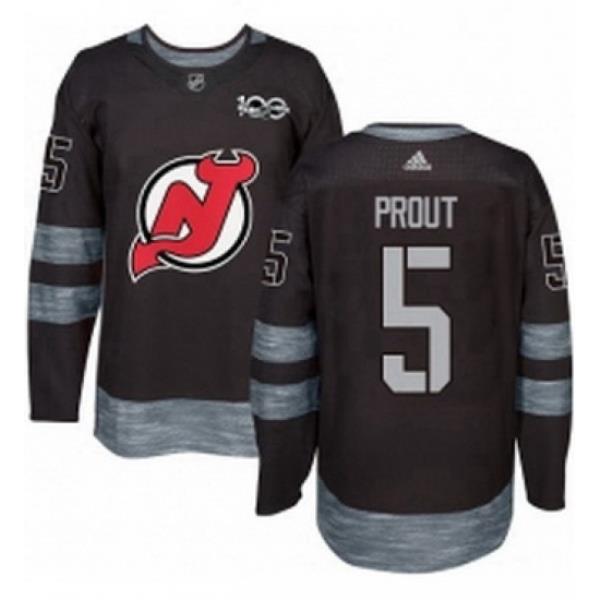 Mens Adidas New Jersey Devils 5 Dalton Prout Authentic Black 1917 2017 100th Anniversary NHL Jersey