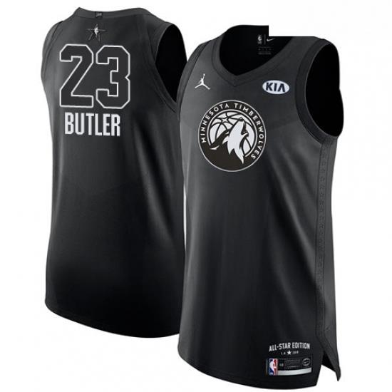 Mens Nike Jordan Minnesota Timberwolves 23 Jimmy Butler Authentic Black 2018 All Star Game NBA Jersey