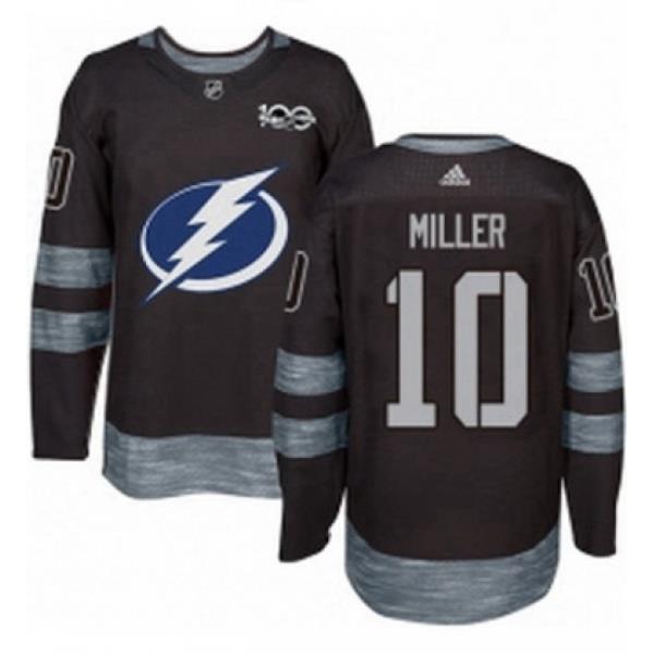Mens Adidas Tampa Bay Lightning 10 JT Miller Authentic Black 1917 2017 100th Anniversary NHL Jersey