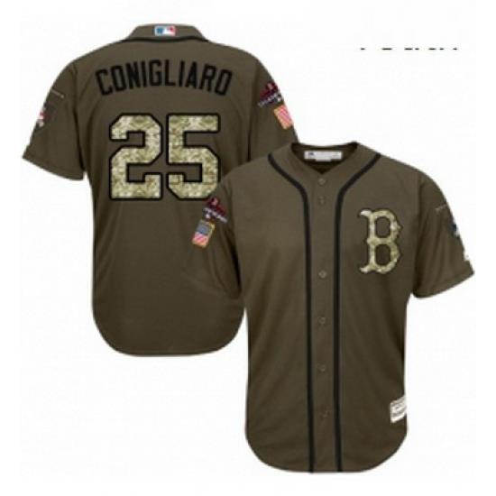 Youth Majestic Boston Red Sox 25 Tony Conigliaro Authentic Green Salute to Service 2018 World Series Champions MLB Jersey