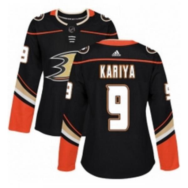 Womens Adidas Anaheim Ducks 9 Paul Kariya Premier Black Home NHL Jersey