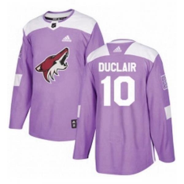 Youth Adidas Arizona Coyotes 10 Anthony Duclair Authentic Purple Fights Cancer Practice NHL Jersey