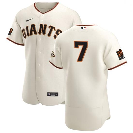 San Francisco Giants 7 Donovan Solano Men Nike Cream Home 2020 Authentic 20 at 24 Patch Player MLB Jersey