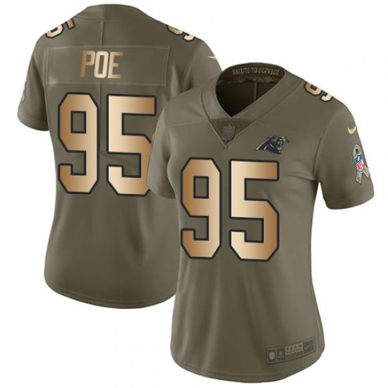 Nike Panthers #95 Dontari Poe Olive Gold Womens Stitched NFL Limited 2017 Salute to Service Jersey
