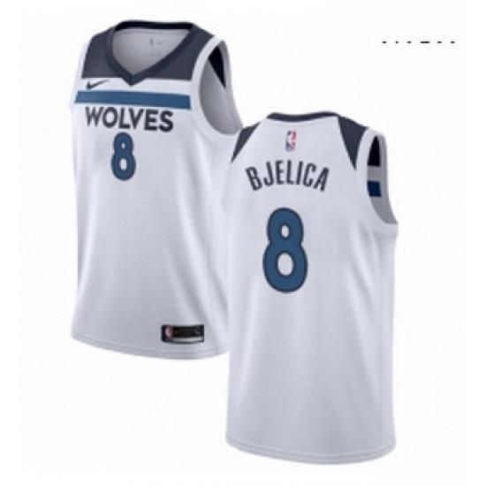 Mens Nike Minnesota Timberwolves 8 Nemanja Bjelica Swingman White NBA Jersey Association Edition