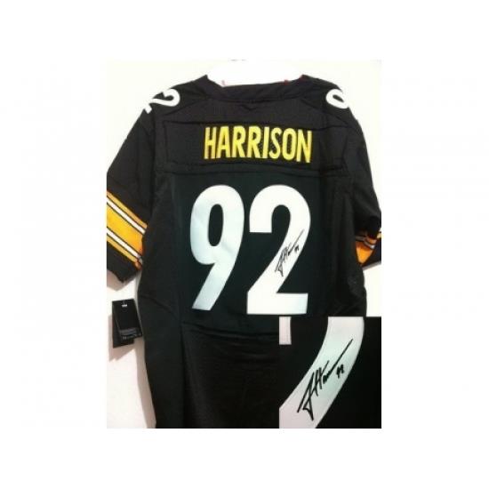 Nike Pittsburgh Steelers 92 James Harrison Black Elite Signed NFL Jersey