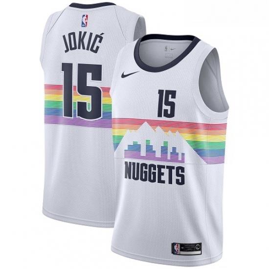 Youth Nike Denver Nuggets 15 Nikola Jokic Swingman White NBA Jersey City Edition