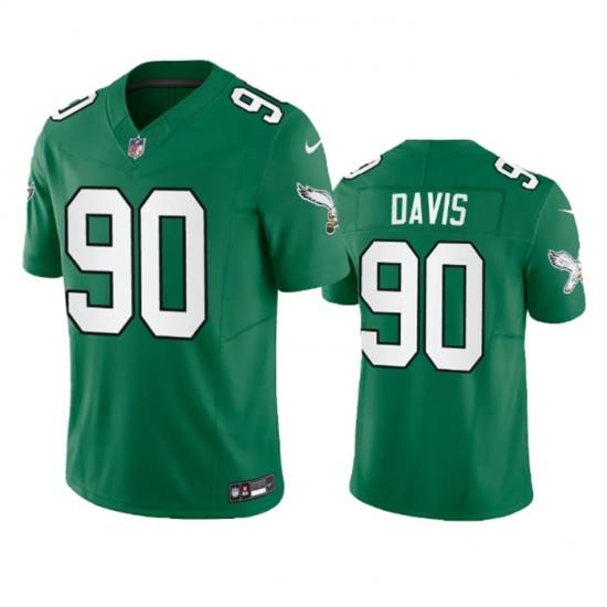 Men Philadelphia Eagles 90 Jordan Davis Green 2023 F U S E  Vapor Untouchable Stitched Football Jersey