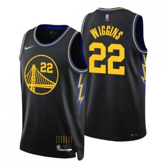 Men Golden State Warriors 22 Andrew Wiggins 2021 22 City Edition Black 75th Anniversary Stitched Basketball Jersey