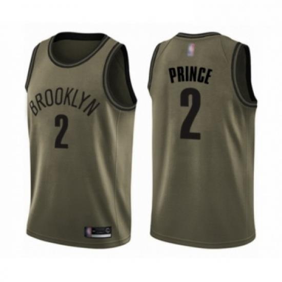 Mens Brooklyn Nets 2 Taurean Prince Swingman Green Salute to Service Basketball Jersey