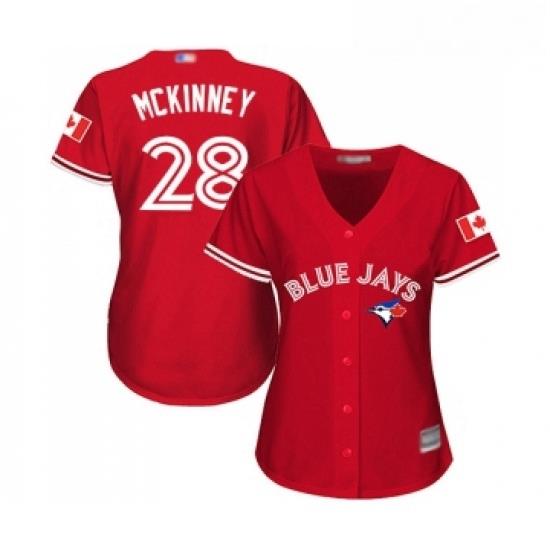 Womens Toronto Blue Jays 28 Billy McKinney Replica Scarlet Alternate Baseball Jersey