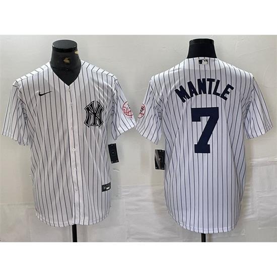 Men NeW York Yankees 7 Mickey Mantle White Cool Base Stitched Baseball Jersey