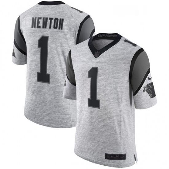 Mens Nike Carolina Panthers 1 Cam NeWton Limited Gray Gridiron II NFL Jersey
