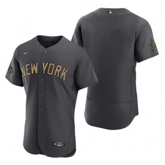 Men NeW York Yankees Blank 2022 All Star Charcoal Flex Base Stitched Baseball Jersey