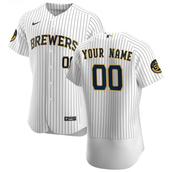 Milwaukee Brewers Custom Men Women youth Nike White Home 2020 Authentic Player MLB Jersey