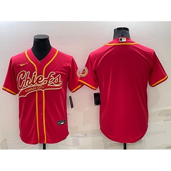 Men Kansas City Chiefs Blank Red Cool Base Stitched Baseball Jersey