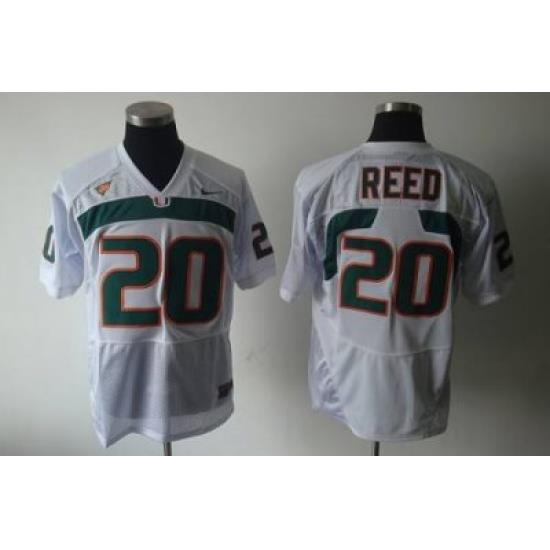 Hurricanes #20 Ed Reed White Embroidered NCAA Jerseys