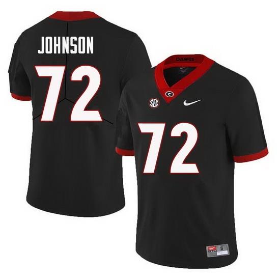 Men Georgia Bulldogs #72 Netori Johnson College Football Jerseys Sale-Black