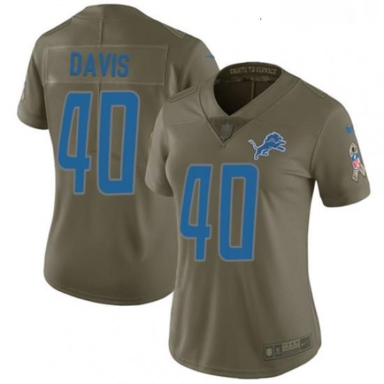 Womens Nike Detroit Lions 40 Jarrad Davis Limited Olive 2017 Salute to Service NFL Jersey