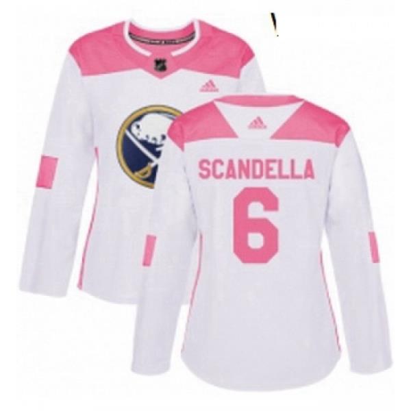 Womens Adidas Buffalo Sabres 6 Marco Scandella Authentic WhitePink Fashion NHL Jersey