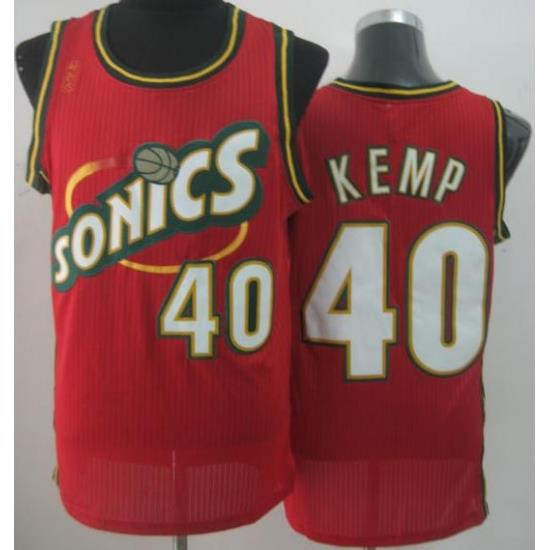 Seattle SuperSonics 40 Shawn Kemp Red Throwback Revolution 30 NBA Basketball Jerseys