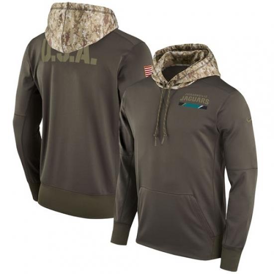 NFL Mens Jacksonville Jaguars Nike Olive Salute to Service Sideline Therma Pullover Hoodie