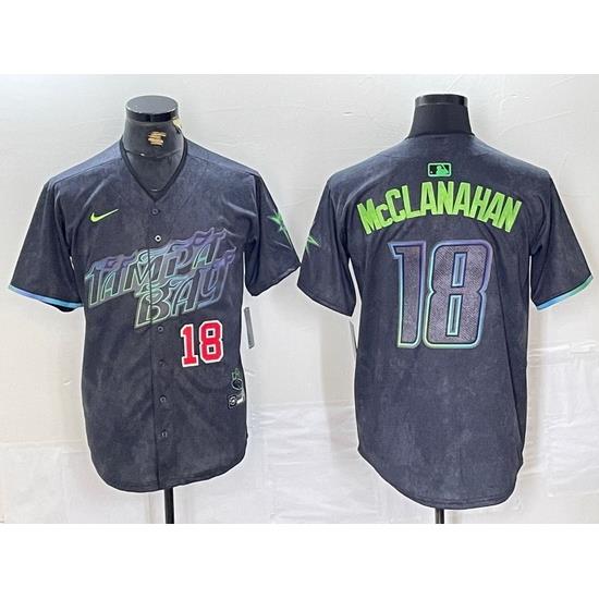 Men Tampa Bay Rays 18 Shane McClanahan Charcoal 2024 City Connect Limited Stitched Baseball Jersey 1