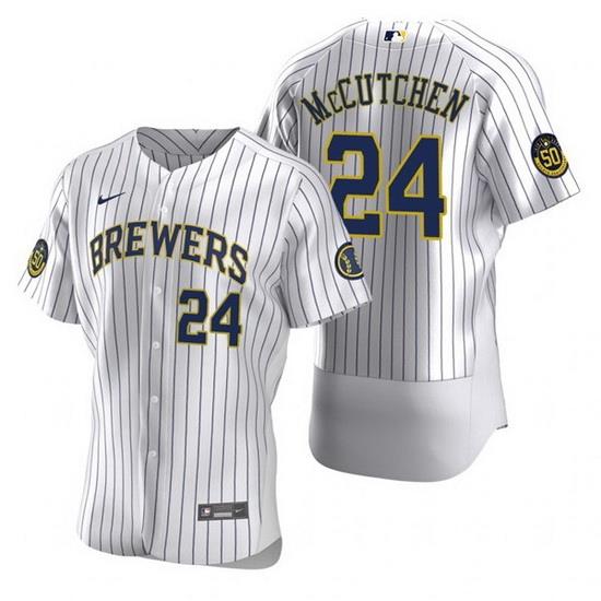Men MilWaukee BreWers 24 AndreW McCutchen White Flex Base Stitched MLB jersey