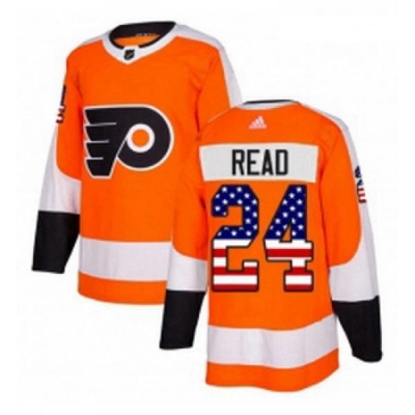 Youth Adidas Philadelphia Flyers 24 Matt Read Authentic Orange USA Flag Fashion NHL Jersey