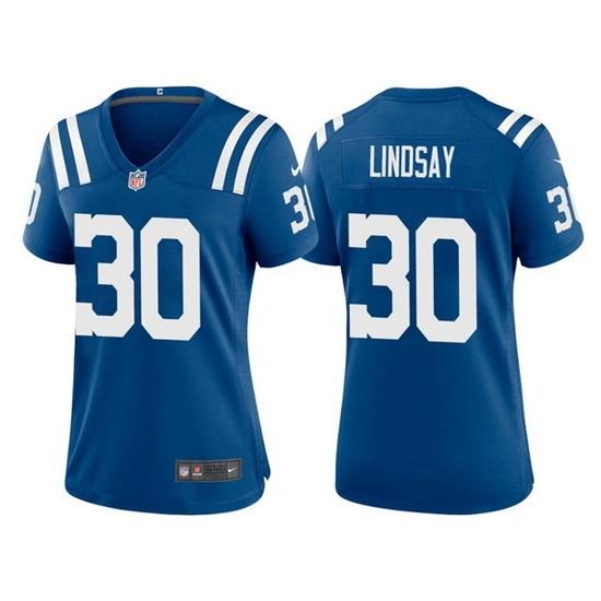 Women Indianapolis Colts 30 Phillip Lindsay Blue Stitched Jersey