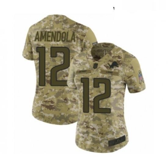 Womens Detroit Lions 12 Danny Amendola Limited Camo 2018 Salute to Service Football Jersey