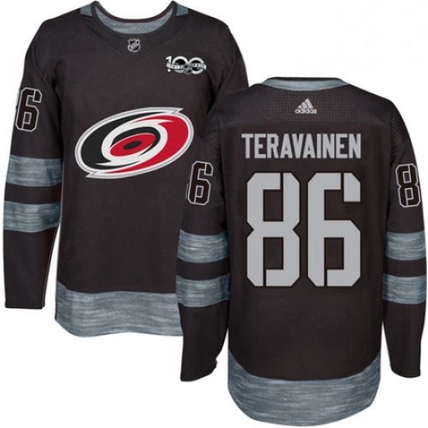 Mens Adidas Carolina Hurricanes 86 Teuvo Teravainen Authentic Black 1917 2017 100th Anniversary NHL Jersey