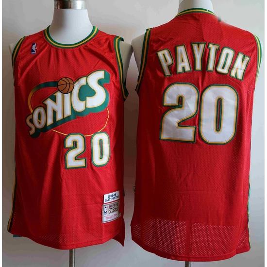 Men Seattle SuperSonics Gary Payton 20 Red Mitchell Ness Jersey