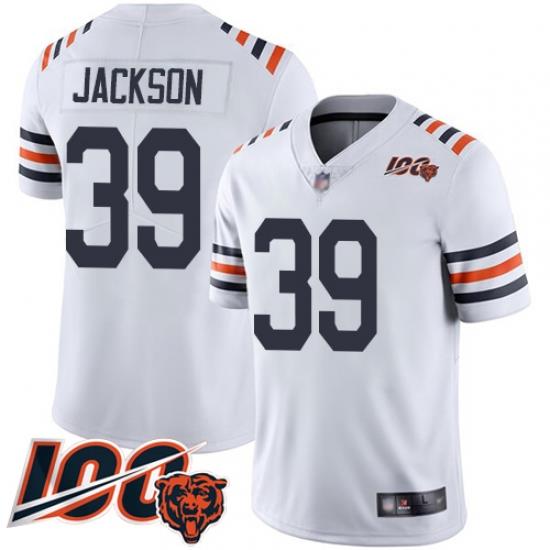 Men Chicago Bears 39 Eddie Jackson White 100th Season Limited Football Jersey