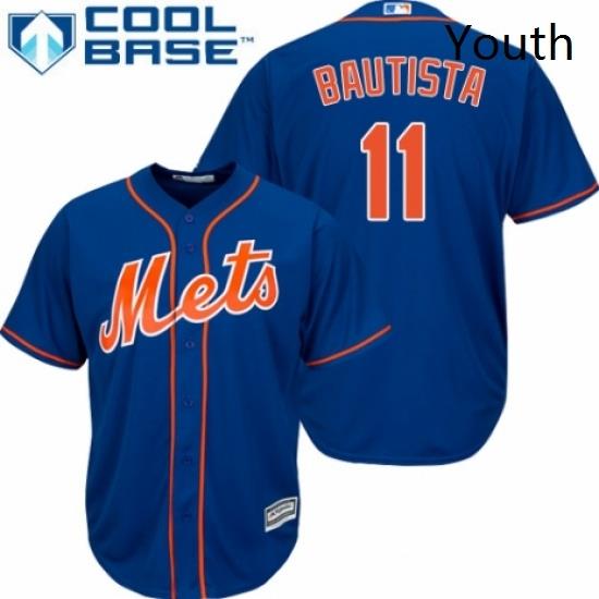 Youth Majestic New York Mets 11 Jose Bautista Authentic Royal Blue Alternate Home Cool Base MLB Jersey