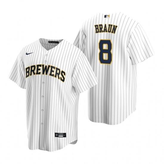 Mens Nike MilWaukee BreWers 8 Ryan Braun White Alternate Stitched Baseball Jerse