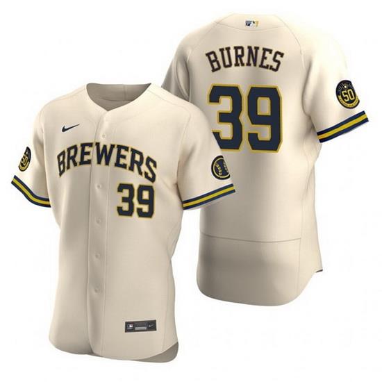Men MilWaukee BreWers 39 Corbin Burnes Cream Flex Base Stitched MLB jersey