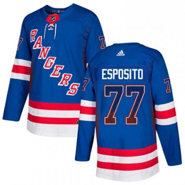 Mens Adidas New York Rangers 77 Phil Esposito Authentic Royal Blue Drift Fashion NHL Jersey