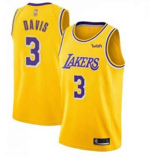 Youth Lakers #3 Anthony Davis Gold Basketball Swingman Icon Edition Jersey