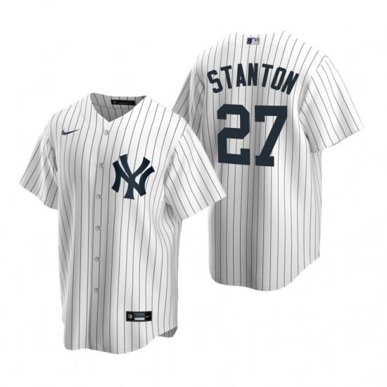 Mens Nike NeW York Yankees 27 Giancarlo Stanton White Home Stitched Baseball Jersey