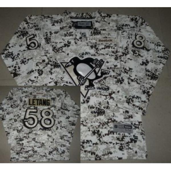 Kids Pittsburgh Penguins 58 Kris Letang White Camo NHL Jerseys