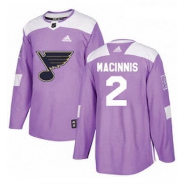 Youth Adidas St Louis Blues 2 Al Macinnis Authentic Purple Fights Cancer Practice NHL Jersey