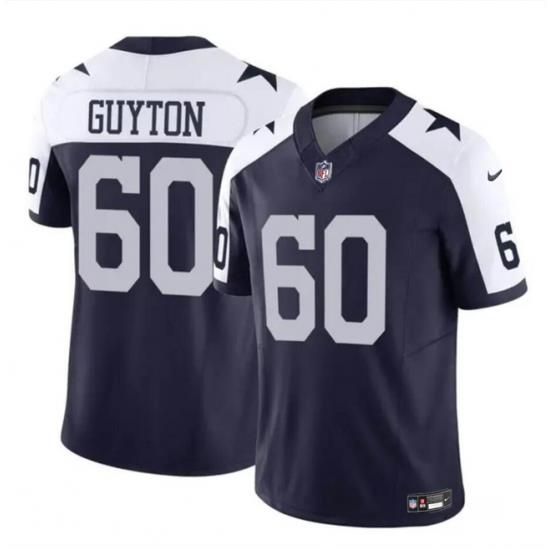 Youth Dallas Cowboys 60 Tyler Guyton Navy White 2024 Draft F U S E Thanksgiving Vapor Untouchable Limited Stitched Football Jersey