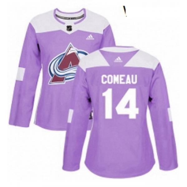 Womens Adidas Colorado Avalanche 14 Blake Comeau Authentic Purple Fights Cancer Practice NHL Jersey