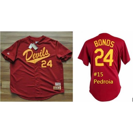 Men 15 Devils Dustin Pedroia ASU NCAA Red jersey